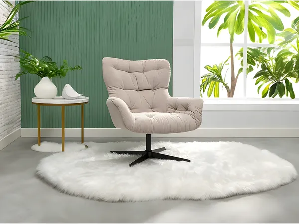 Vente-unique - OPHELIE Sessel Stoff Beige - B 83 cm x H 87 cm x L 83 cm