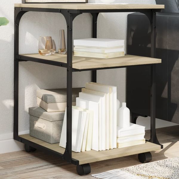 vidaXL Druckerständer 3 Ablagen Sonoma-Eiche 43x48x64 cm Holzwerkstoff 842277