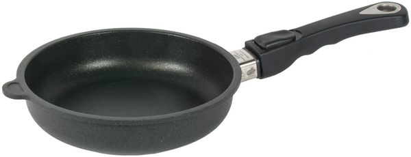 AMT Bratpfanne mit abnehmbarerm Griff, induktionsgeeignet, Aluminiumguss schwarz, 20,0 cm