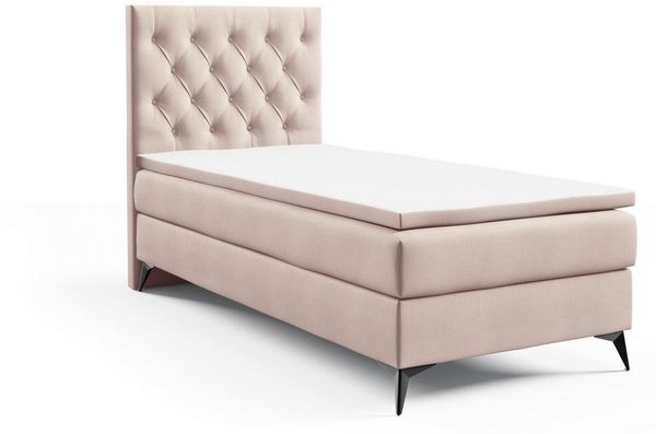 Best for Home Boxspringbett K18 NEO SINGLE Bonellfederkernmatratze mit Komfort Topper H3 (Einzelbett, Polsterbett mit gepolstertes Kopfteil, Jugendbett, Kinderbett versch. Größen, 1-St, 70x200 80x200 90x200 100x200 cm), ergonomischer Liegekomfort, gepo...