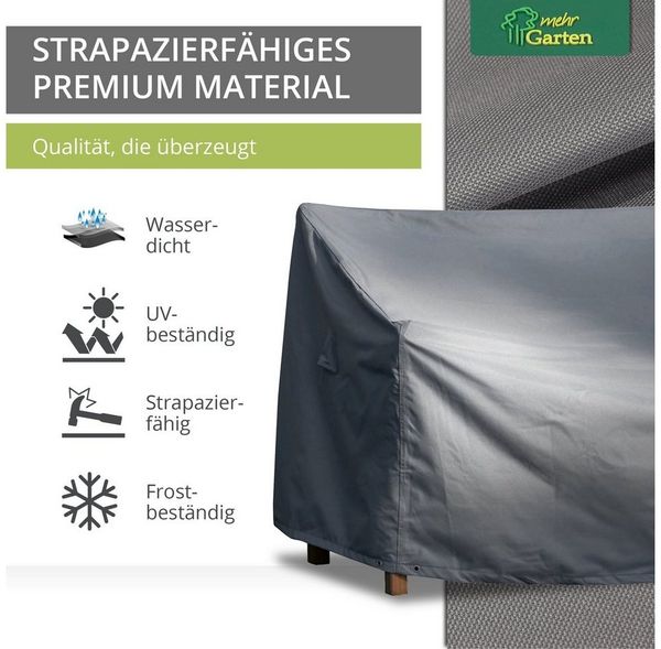 mehr Garten Gartenmöbel-Schutzhülle Premium, Premium Gartenbank-Schutzhülle 2 Sitzer: 133(B)x70(T)x63/86(H) cm I Ro Bild 3