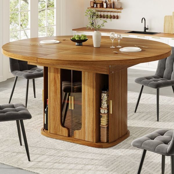 i@home Esstisch ausziehbar, Esszimmertisch, Küchentisch (1 Tisch), 118-158 cm, Platz für bis zu 6 Personen, Esstisch mit Glastüren