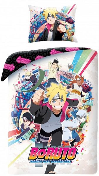Boruto Bettwäsche Set aus Baumwolle Bettdeckenbezug 140 × 200 cm mit 70 × 90 cm Kissenbezug