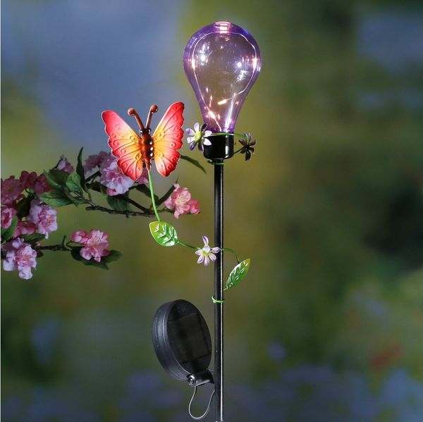 MARELIDA LED Solarleuchte LED Solar Gartenstecker Schmetterling Garten Balkon Deko Erdspieß 84cm, LED Classic, warmweiß (2100K bis 3000K)