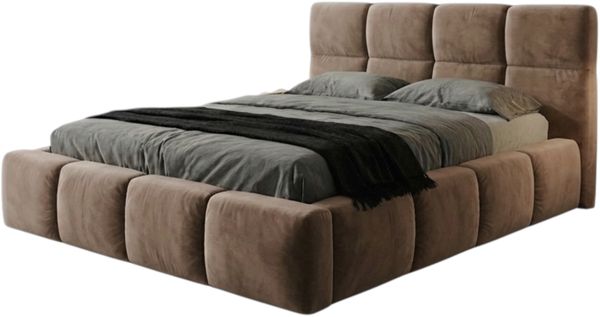 Polsterbett VELUNO 90 x 200 cmmit Matratze und Bettkasten. Farbe: Braun Matratzenhärte: Schaummatratze Bild 3