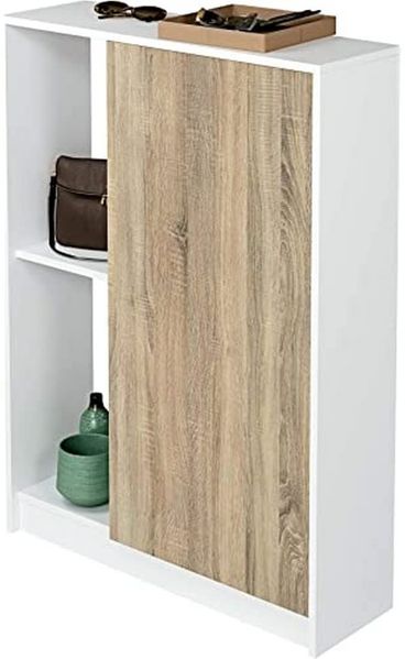 MUEBLES PITARCH Neo Schuhregal/Eingangsbereich, Holzwerkstoff, Eiche Cambrian und Weiß, 110 x 80 x 25 cm