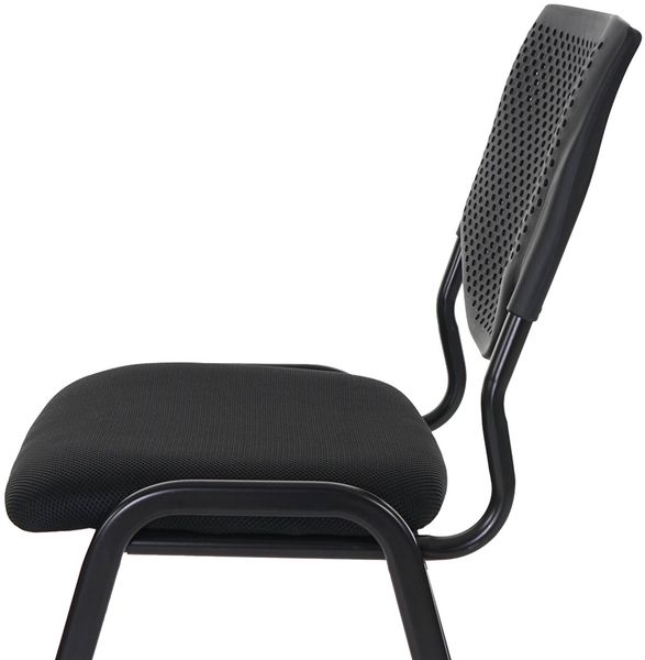 4er-Set Besucherstuhl T401, Konferenzstuhl stapelbar, Stoff/Textil ~ Sitz schwarz, Füße schwarz Bild 4