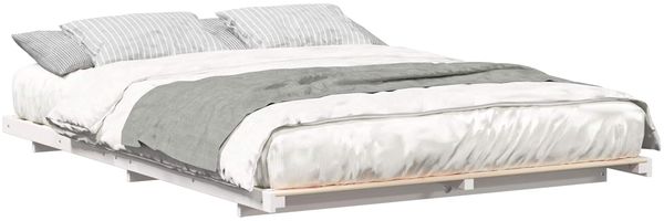 vidaXL Bettrahmen Weiß 160 x 200 cm Massives Kiefernholz 873065 Bild 2