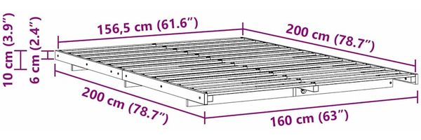 vidaXL Bettrahmen Weiß 160 x 200 cm Massives Kiefernholz 873065 Bild 10