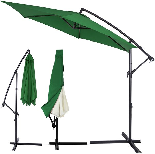 Ampelschirm 300 cm UV 50+ Grün mit Abdeckung