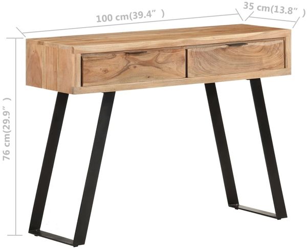 vidaXL Konsolentisch 100x35x76 cm Massivholz Akazie mit Naturkanten 323522 Bild 9