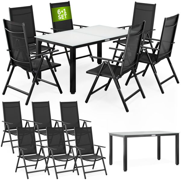 CASARIA® Aluminium Sitzgruppe Bern 6+1 Verstellbare Hochlehner Anthrazit