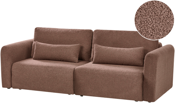 Schlafsofa 3-Sitzer VAXHOLM Bouclé Braun mit Stauraum
