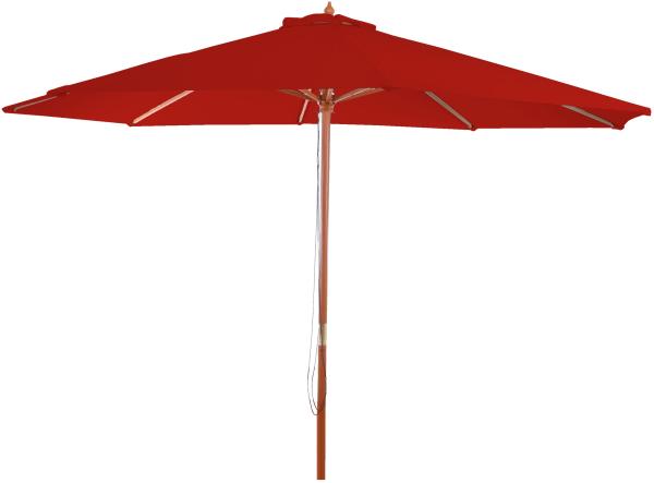 Sonnenschirm Florida, Gartenschirm Marktschirm, Ø 3m Polyester/Holz ~ rot