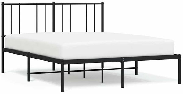Doppelbett, Bettgestell Modernen mit Kopfteil Metall Schwarz 140x200 cm d491e