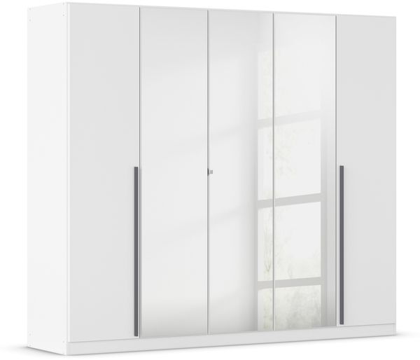 Drehtürenschrank >Alba< Hoteleinteilung 2 Schubalden, alpinweiß / Spiegel - 226x197x54 (BxHxT)