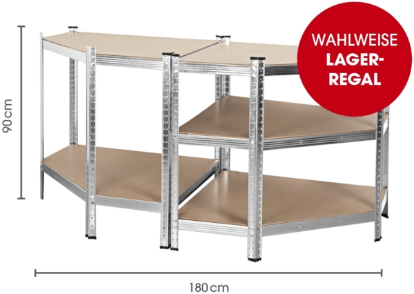 EASYmaxx Schwerlastregal Eckregal 180x90x40 cm, 1-tlg, 875 kg Traglast, 175 kg pro Ebene, Regal und Werkbank Bild 7
