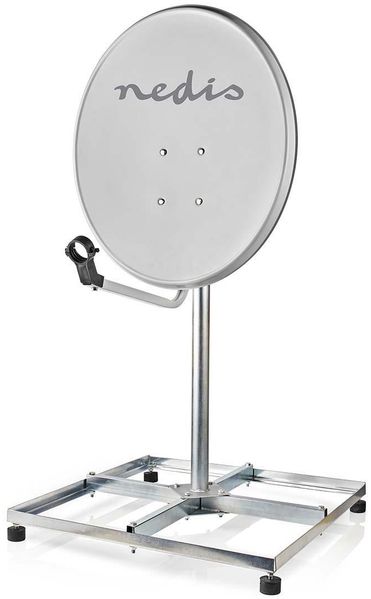 Satelliten Balkon Ständer | Mastlänge: 0.75 m | Maximale Schüsselgröße: 90.0 cm | Bodenplattengröße: 4 x 30 x 30 cm | Stahl | Silber