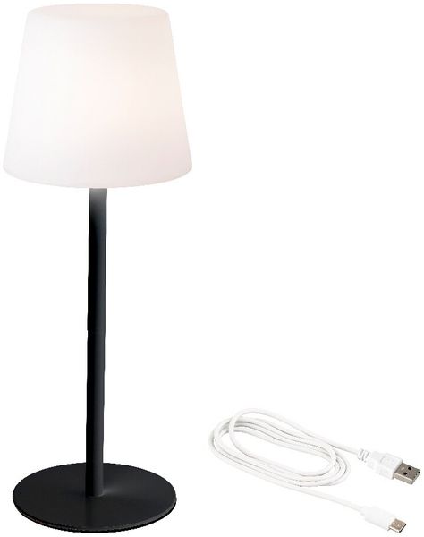 Lumineo LED-Außenleuchte, Kunststoff schwarz/weiß, Ø 15 x 40 cm, dimmbar und wiederaufladbar