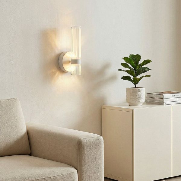 BlingBin LED Wandleuchte 6W Acryl Wandbeleuchtung Moderne Wandlampe Innen LED 600lm, Memory Funktion, LED fest integriert, Warmweiß, Kaltweiß, Neutralweiß, mit Geriffeltes Klarglas für Wohnzimmer, Flur und Treppen