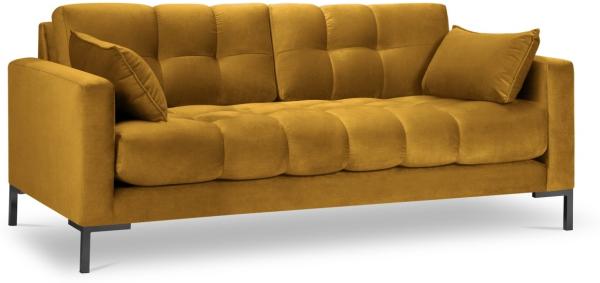 Micadoni Sofa Mamaia 3-Sitzer Samt Bluvel Gelb schwarze Beine