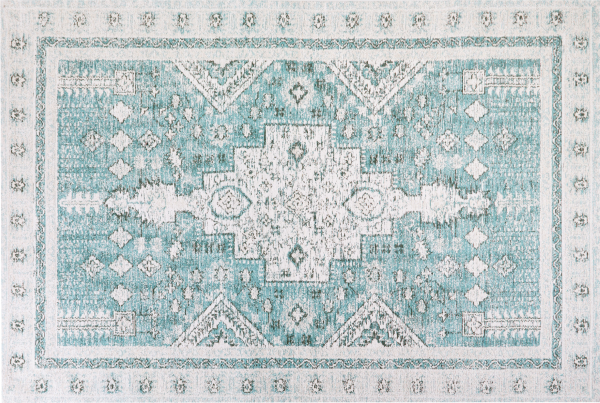 Teppich Baumwolle mintgrün 200 x 300 cm orientalisches Muster Kurzflor FULLA