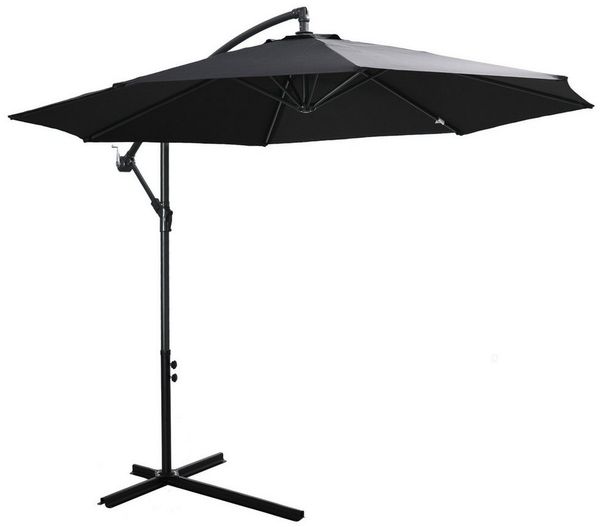 Outsunny Ampelschirm mit Handkurbel, Polyestergewebe, schwarz, 295 x 295 cm