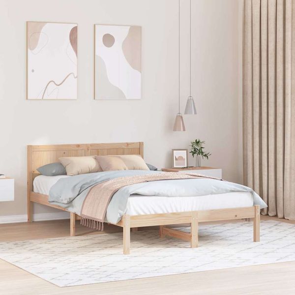 vidaXL Bettgestell Braun 140 x 190 cm Massivholz Kiefer 872194
