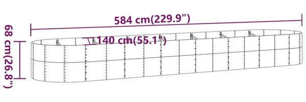 vidaXL Hochbeet Pulverbeschichteter Stahl 584x140x68 cm Silbern 319122 Bild 6