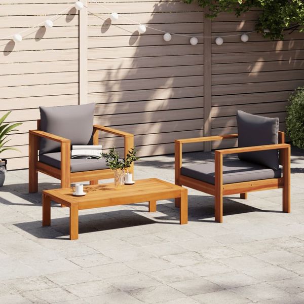 vidaXL 3-tlg. Garten-Sofagarnitur mit Kissen Massivholz Akazie 3214846