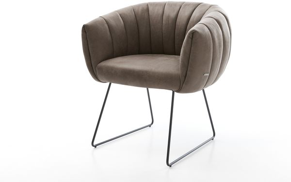 Esszimmerstuhl Jada-Flex Mikrofaser Taupe Vintage Kufengestell Schwarz Taschenfederkern