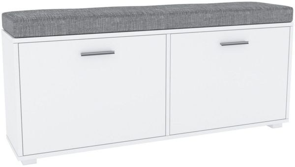 Schuhbank 1200 Schuhkipper 120 x 27 x 52,5 cm weiß Strukturstoff hellgrau