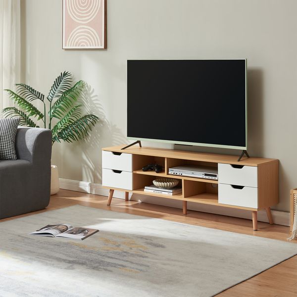 Fernsehschrank Bordkak 140x30x45 cm Eicheoptik/Weiß [en. casa]