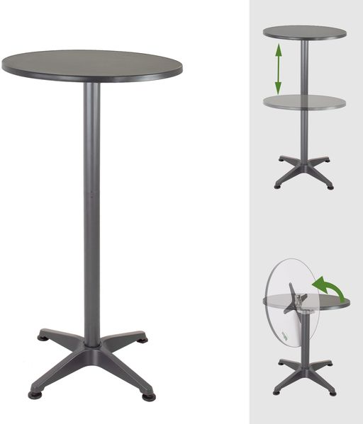 Stehtisch 2in1 Bistrotisch Alu klappbar höhenverstellbar 70/115 cm Ø 60 cm Partytisch Anthrazit