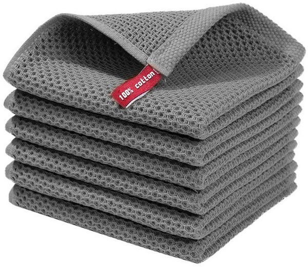 Zaewry Geschirrtuch 34 x 34 cm,Waffle Square Rag Geschirrhandtücher, (6-tlg), Weiche Küchenhandtücher Saugfähig Küchentücher Spüllappen Putzlappen