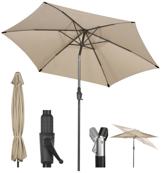 Sekey Sonnenschirm 270 cm Sonnenschirm Gartenschirm Marketschirm – Knickbar im Sitzen, LxB: 270,00x271,00 cm, Sonnenschutz UV50+, Windfest und Stabil, 100% Wasserfest