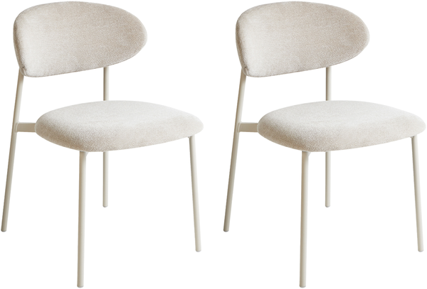 Esszimmerstuhl 2er Set COWLEY Chenillegewebe Hellbeige