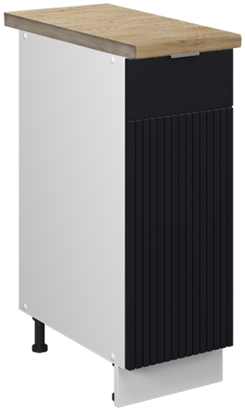 Apothekerschrank Fame-Line Schwarz gestreift 30 cm , AP Eiche Vicco