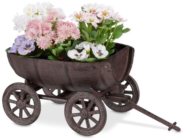 Pflanzfass auf Handwagen Gartendeko 10032103_93