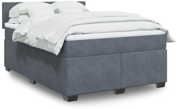 vidaXL Boxspringbett mit Matratze Dunkelgrau 160x200 cm Samt 3286349