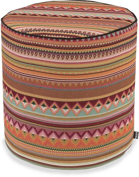 H.O.C.K. Sitzhocker H.O.C.K. Berto Outdoor Pouf Hocker rund mit Keder ø45x45 cm terra boho, Hocker, Sitzhocker, Pouf Hocker, Barhocker - wetterfest, vielseitig