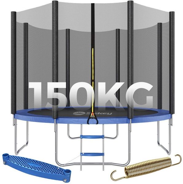 Sekey Gartentrampolin Kinder Trampolin Outdoor Gartentrampolin mit Rutschfester Leiter, Ø 366 cm, Ø 244/305/366 cm, TÜV Rheinland GS-Zertifiziert