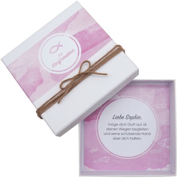 ZauberDeko Geschenkbox Geldgeschenk Verpackung Konfirmation MIT NAMEN Fisch Mauve Rosa
