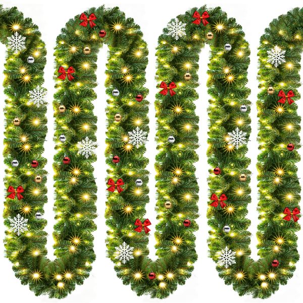 Casaria Weihnachtsgirlande 5m 80 LED inkl. Deko Outdoor Girlande Weihnachten Tannengirlande Außen Weihnachtsdeko