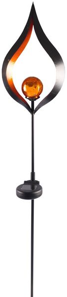 Solar Metall-Gartenstecker 95cm LED Glaskugel Gartendeko Mond Tropfen Flamme TOP