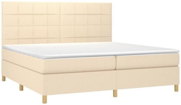 vidaXL Boxspringbett mit Matratze & LED Creme 200x200 cm Stoff, Härtegrad: H2 [3135466]