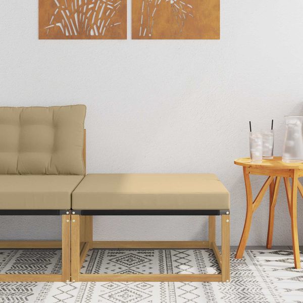 vidaXL Outdoor-Fußhocker Massives Akazienholz und Textilene Weiß 901636