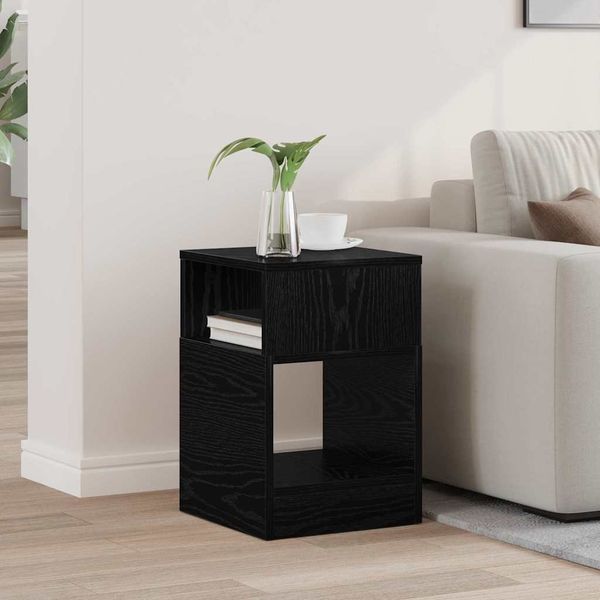 vidaXL Beistelltisch, Holz Eichen-Optik Schwarz, 30,5 x 30 x 45 cm