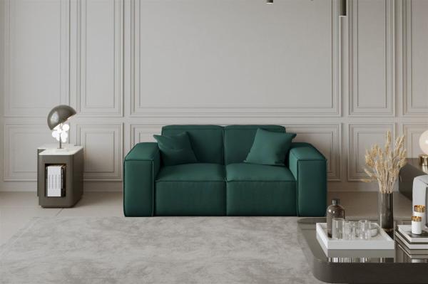 Sofa Designersofa CELES 2-Sitzer in Stoff Opera Velvet Opalgrün