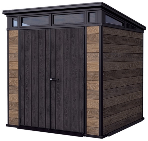 Keter Kunststoff Gerätehaus Signature Walnuss 7x7 inkl. Fußboden 216 x 218 cm braun Holzoptik